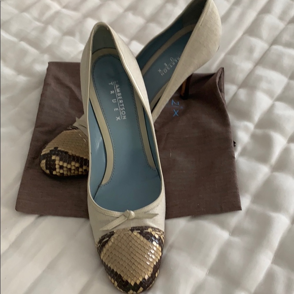 Lambertson Truex Linen / Python Skin Shoes - image 1